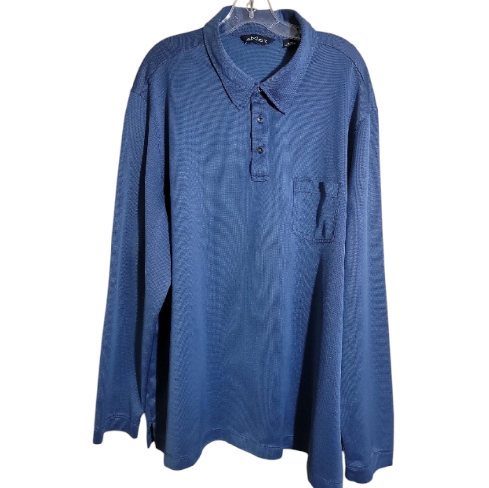 Axist men's polo shirt 3XB blue long sleeve big & tall casual relaxed fit